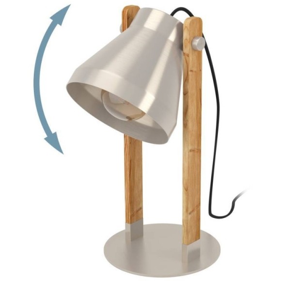 43953 Настольная лампа CAWTON, 1X40W (E27), H380, сталь, дерево, коричневый