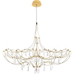 10589/900 Gold Asfour Loft It MIRA Подвесной светильник, LED 28,5 Вт, 3000 К, 3420 Лм, IP20, золотое металлическое основание, прозрачный хрустальный плафон