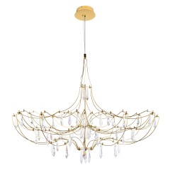 10589/900 Gold Asfour Loft It MIRA Подвесной светильник, LED 28,5 Вт, 3000 К, 3420 Лм, IP20, золотое металлическое основание, прозрачный хрустальный плафон