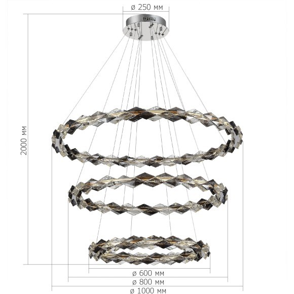 SL6009.103.03 Люстра подвесная ST-Luce Хром/Прозрачно-Дымчатый LED 1*75W 3000K DIAMANTA