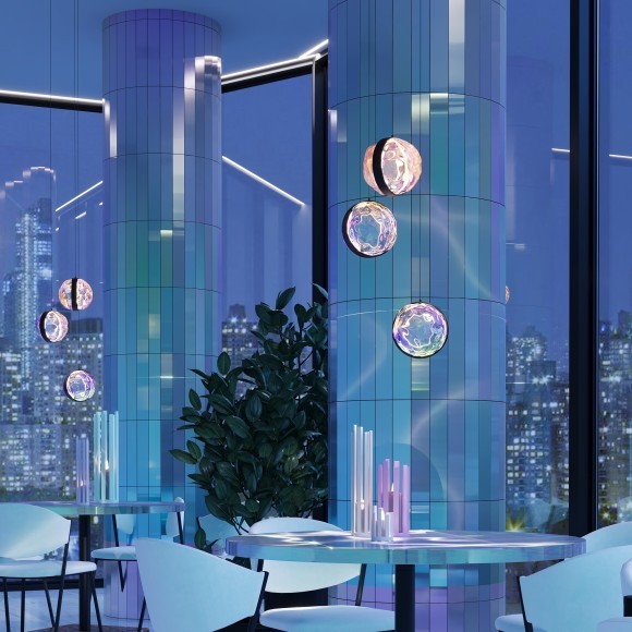 Подвесной светодиодный светильник с 3 перламутровыми плафонами LED 17Вт RA80 1600лм 3000К Maytoni Misterio MOD379PL-L17B3K