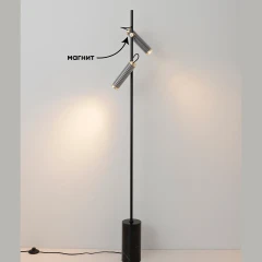 EXTRA PT2, 0540/602 Crystal Lux EXTRA чёрно-золотой LED-торшер с прозрачными элементами, 2 × 3 Вт, 3000 К, 1020 Лм, CRI 80, IP20, 220 В