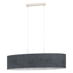 39773 TAMARESCO Двухрожковый подвесной светильник с 2 лампами E27, 80Вт, серый тканевый абажур, никелевый 39773 TAMARESCO Двухрожковый подвесной светильник с 2 лампами E27, 80Вт, серый тканевый абажур, никелевый