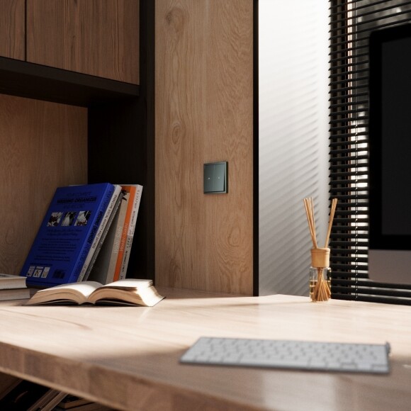 Выключатель встраиваемый VOLTUM S70 для жалюзи 10А, (титан)