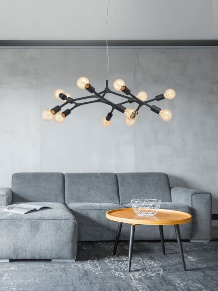 98347 BOCADELLA Подвес с 12 лампами E27, 720Вт, сталь, черный