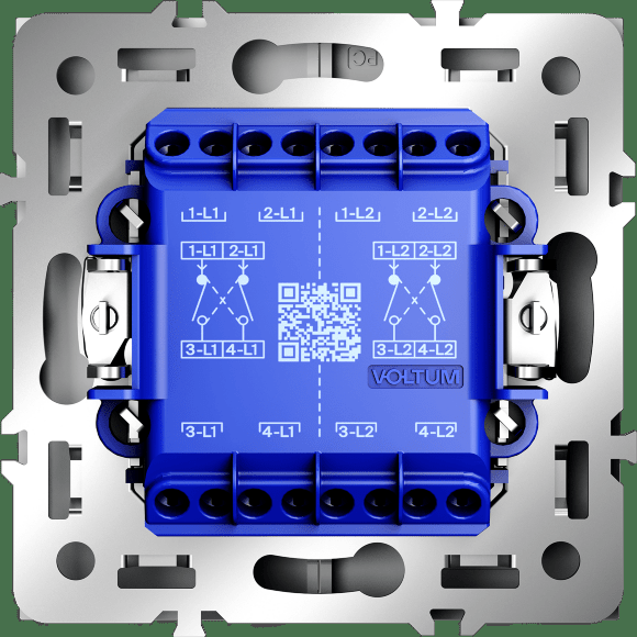Перекрестный переключатель встраиваемый VOLTUM S70 двухклавишный 10А, (белый матовый)
