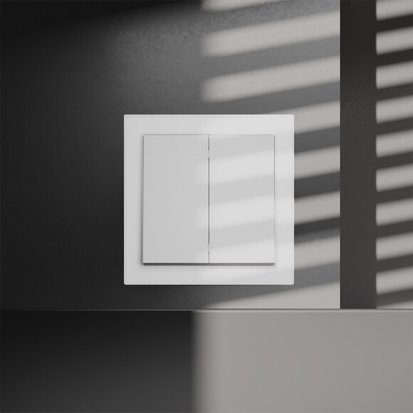 Перекрестный переключатель встраиваемый VOLTUM S70 двухклавишный 10А, (белый матовый)