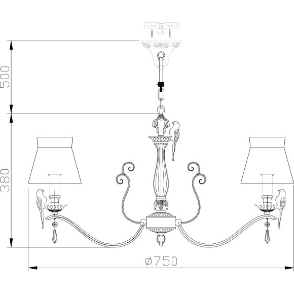 Люстра подвесная Maytoni ARM013-08-W Bird под лампы 8xE14 40W