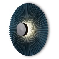 Freya Rotonda FR5634WL-L6DB1 Минималистичное настенное LED-бра в стиле восточный лофт, 6 Вт, 3000К, CRI 80, 50 Лм, 360°, черный металл и темный сине-зеленый тканевый абажур диаметром 40 см
