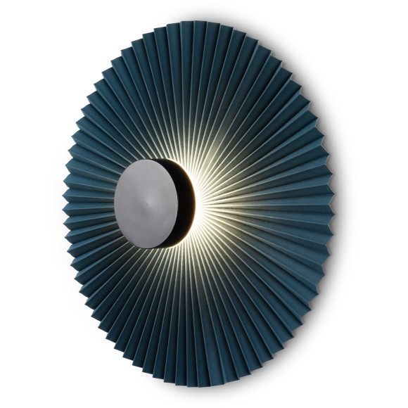 Freya Rotonda FR5634WL-L6DB1 Минималистичное настенное LED-бра в стиле восточный лофт, 6 Вт, 3000К, CRI 80, 50 Лм, 360°, черный металл и темный сине-зеленый тканевый абажур диаметром 40 см