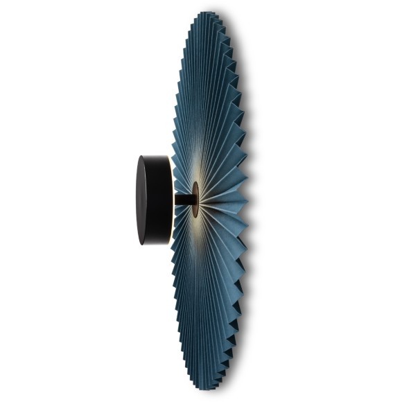 Freya Rotonda FR5634WL-L6DB1 Минималистичное настенное LED-бра в стиле восточный лофт, 6 Вт, 3000К, CRI 80, 50 Лм, 360°, черный металл и темный сине-зеленый тканевый абажур диаметром 40 см