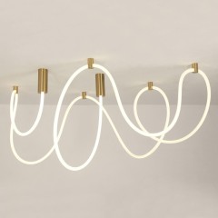 SY5127 Lussole RIVER потолочная люстра, LED 118 Вт, 4000 К, 10620 Лм, матовое золото, белый акрил