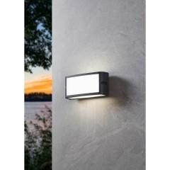 Eglo Camarda 900808 Уличный настенный LED-светильник в стиле минимализм, 10,5Вт, 220В, 4000К, 1200лм, CRI90, IP54, антрацитовый алюминий и белый пластик, длина 220 мм, высота 110 мм, вынос 90 мм