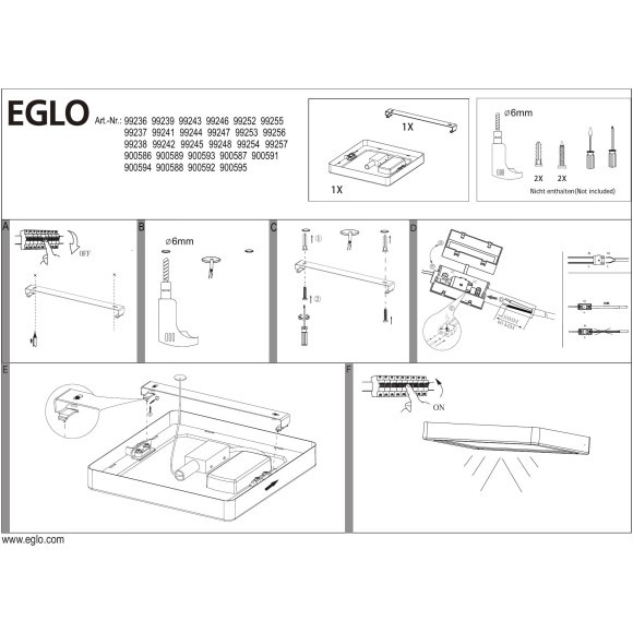 900586 EGLO FUEVA 5 (Фуэва 5) накладной LED-светильник, 11 Вт, 1350 лм, 3000 K, чёрный