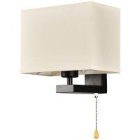 SY6958 LUSSOLE КОФИ Черное настенное бра с бежевым тканевым плафоном, E27, 1 × 40 Вт, IP20