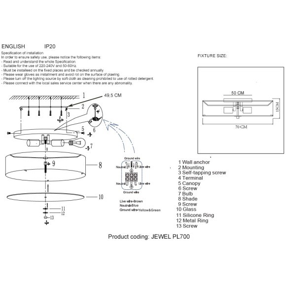 Светильник потолочный Crystal Lux JEWEL PL700 WH Светильник потолочный Crystal Lux JEWEL PL700 WH