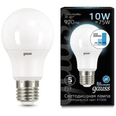 102502210-S Лампа Gauss LED A60 10W E27 920lm 4100K step dimmable 1/10/50 102502210-S Лампа Gauss LED A60 10W E27 920lm 4100K step dimmable 1/10/50