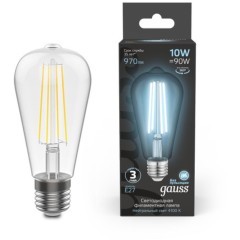 157802210 Лампа Gauss Filament ST64 10W 970lm 4100К Е27 LED 1/10/40 157802210 Лампа Gauss Filament ST64 10W 970lm 4100К Е27 LED 1/10/40