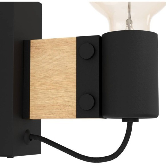 43903 Бра BAILRIGG, 1X40W (E27), H135, сталь, дерево, черный, коричневый