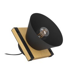 43959 Настольная лампа MACCLES, 1X15W (E27), H150, сталь, дерево, черный, коричневый 43959 Настольная лампа MACCLES, 1X15W (E27), H150, сталь, дерево, черный, коричневый