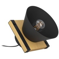 43959 Настольная лампа MACCLES, 1X15W (E27), H150,  сталь, дерево, черный, коричневый