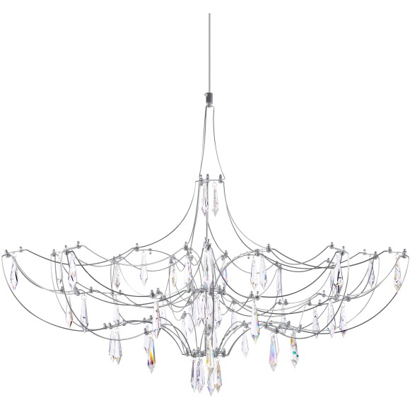 10589/900 Silver Asfour LOFT IT MIRA Подвесной светильник серебряный с прозрачными хрустальными элементами, LED 28,5 Вт, 3000 К, световой поток 3420 Лм, 12–24 В