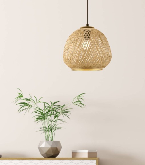 43261 Подвес DEMBLEBY, 1x40W (E27), ?320, H1100, сталь, черный/дерево, натуральный