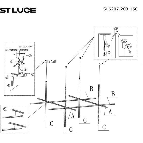 SL6207.203.150 Светильник подвесной ST-Luce Матовое золото LED 1*150W 3000K RETICO