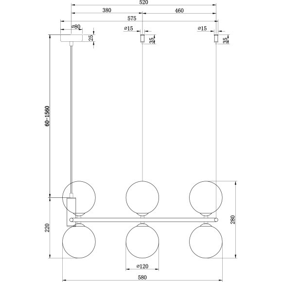 Подвесной светильник кольцом Maytoni MOD013PL-06B RING под лампы 6xG9 25W