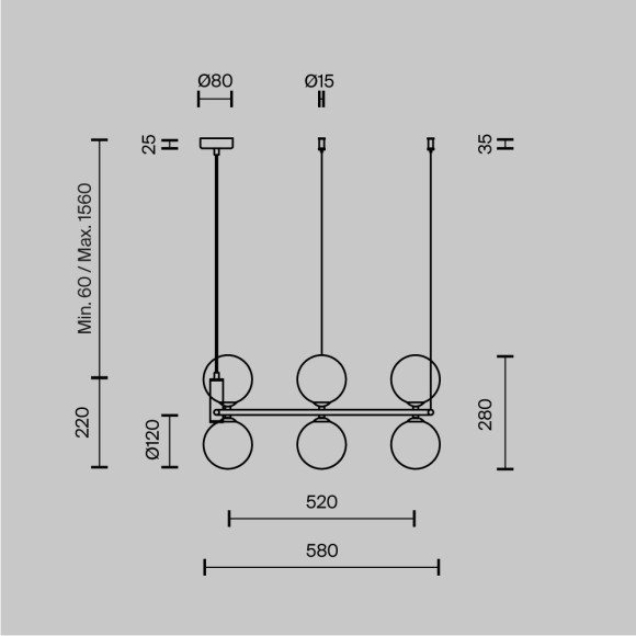 Подвесной светильник кольцом Maytoni MOD013PL-06B RING под лампы 6xG9 25W