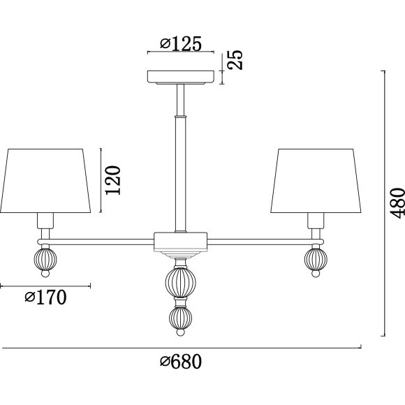 Люстра потолочная Freya FR5679PL-05N Milena под лампы 5xE14 60W