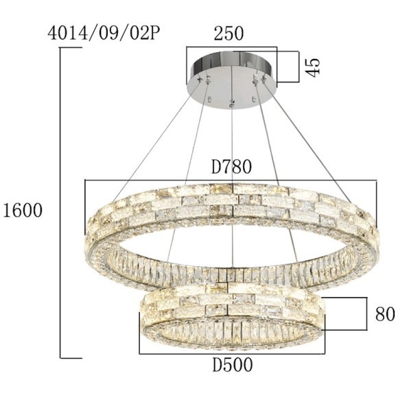 Люстра подвесная LED 1300Lm 2800-6500K Stilfort 4014/09/02P серия Gabbana