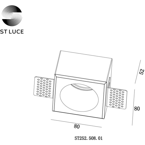 ST252.508.01 ST Luce Светильник встраиваемый, GU10,1х50W, IP20, L80xW80xH52,180-240V, из гипса белый