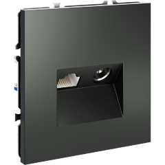 Розетка телевизионная встраиваемая VOLTUM S70 TV+RJ45 кат. 6, (титан)