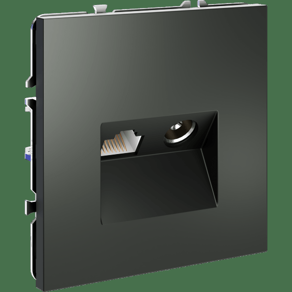 Розетка телевизионная встраиваемая VOLTUM S70 TV+RJ45 кат. 6, (титан)