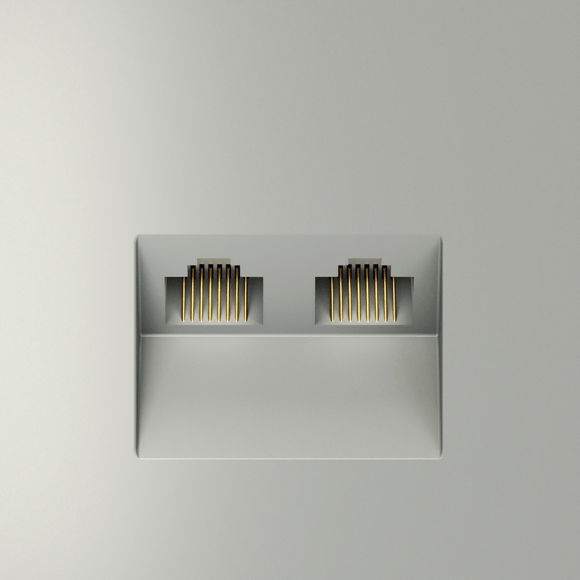 Розетка компьютерная встраиваемая VOLTUM S70 двойная RJ45+RJ45 кат.6, (сталь)