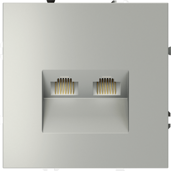 Розетка компьютерная встраиваемая VOLTUM S70 двойная RJ45+RJ45 кат.6, (сталь)