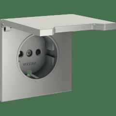 Накладка для розетки с заземлением, защитными шторками и крышкой, S70 (сталь)