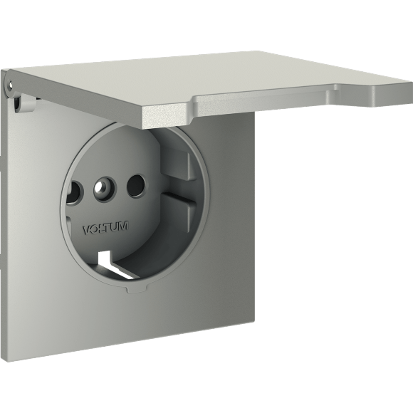 Накладка для розетки с заземлением, защитными шторками и крышкой, S70 (сталь)