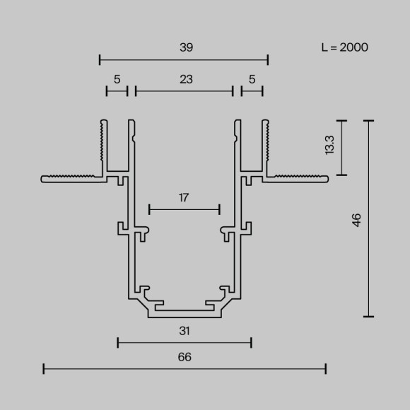Шинопровод 2м с каналом для LED ленты встраиваемый в ГКЛ 12,5 мм TRX034LS-222B Шинопровод 2м с каналом для LED ленты встраиваемый в ГКЛ 12,5 мм TRX034LS-222B
