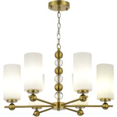 SL2003.303.06 Светильник подвесной ST-Luce латунь/белый E27 6*40W AURORA SL2003.303.06 Светильник подвесной ST-Luce латунь/белый E27 6*40W AURORA