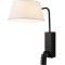 Freya Flint FR2066WL-L40B Классическое бра с LED-подсветкой, 1xE14, подсветка: 3000К, CRI 80, 200Лм, 180°, 220V, основание черный металл, белый тканевый абажур, 2 выключателя на основании, в комплекте провод в розетку