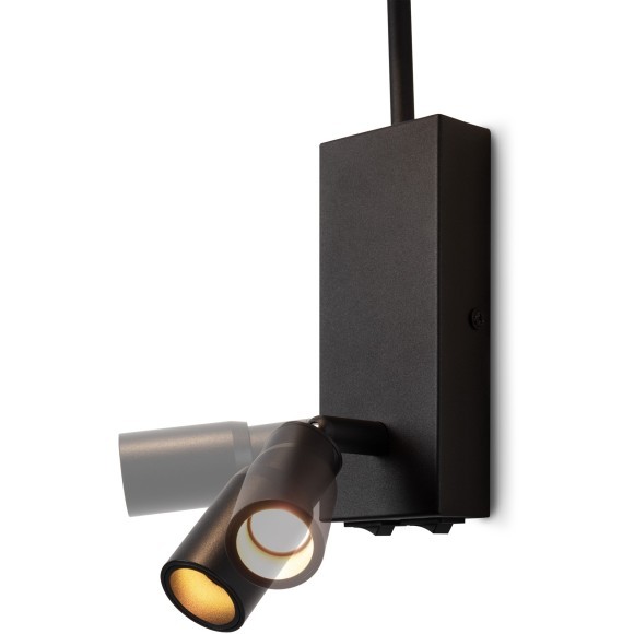 Freya Flint FR2066WL-L40B Классическое бра с LED-подсветкой, 1xE14, подсветка: 3000К, CRI 80, 200Лм, 180°, 220V, основание черный металл, белый тканевый абажур, 2 выключателя на основании, в комплекте провод в розетку