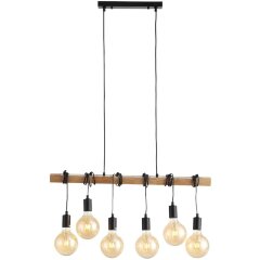 SL1142.403.06 Светильник подвесной Черный, Светлое дерево E27 6*60W BAGETTI SL1142.403.06 Светильник подвесной Черный, Светлое дерево E27 6*60W BAGETTI