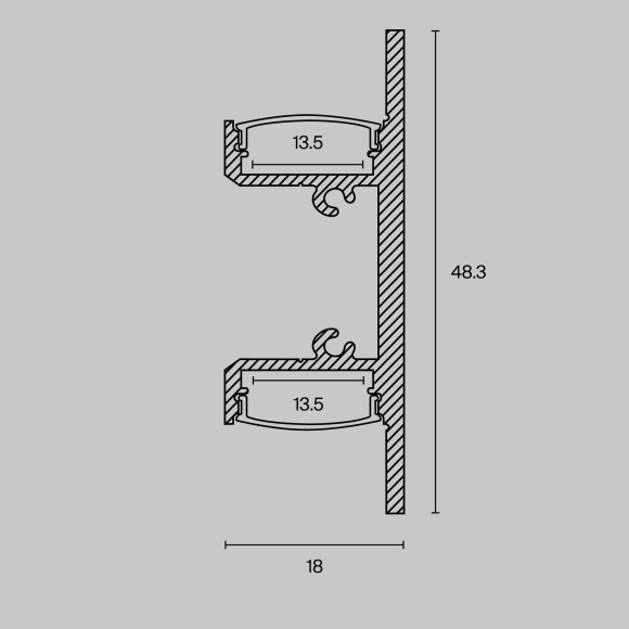 Алюминиевый профиль накладной 18x48 ALM-1848-W-2M Алюминиевый профиль накладной 18x48 ALM-1848-W-2M