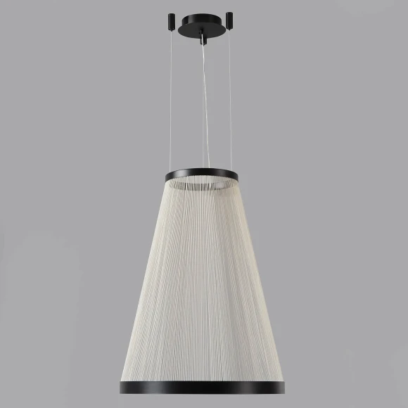Crystal Lux Atrium A SP50W LED 4100/250.1 Подвесной светодиодный дизайнерский кольцевой светильник, диаметром 55 см, черный металл, плафон нити белого акрила LED 50Вт 3000K 5000Лм CRI90 IP20 220В
