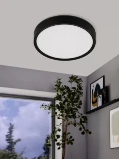 Потолочный светильник EGLO MUSURITA 98603, встроенный LED 14,6Вт, 3000К, 1600Лм, корпус черный пластик и сталь, белый пластиковый плафон, диаметр 340 мм, высота 60 мм