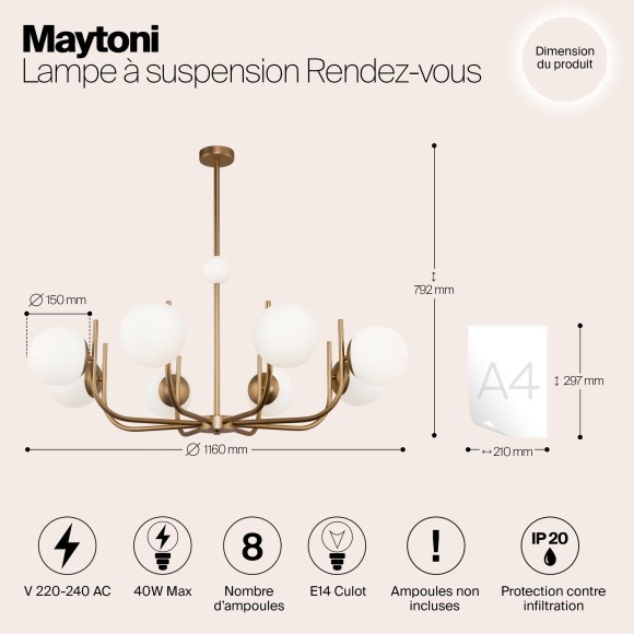 Люстра на штанге Maytoni MOD109PL-08BS Rendez-vous под лампы 8xE14 40W