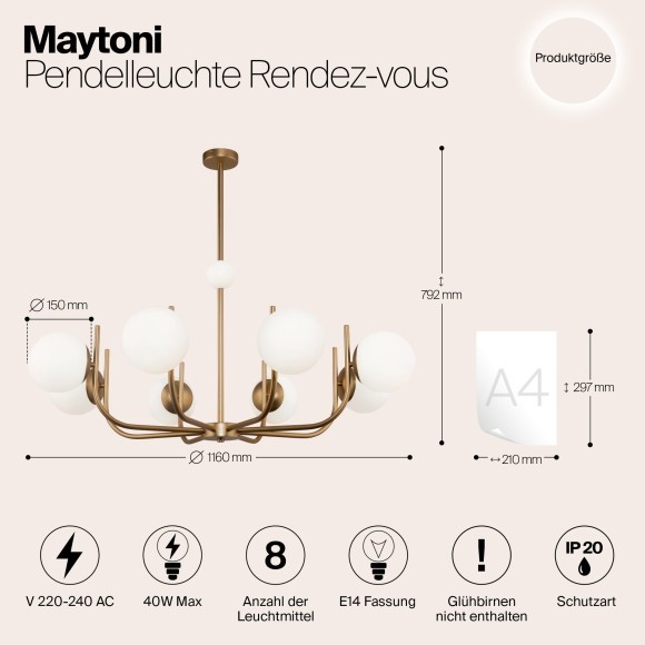 Люстра на штанге Maytoni MOD109PL-08BS Rendez-vous под лампы 8xE14 40W