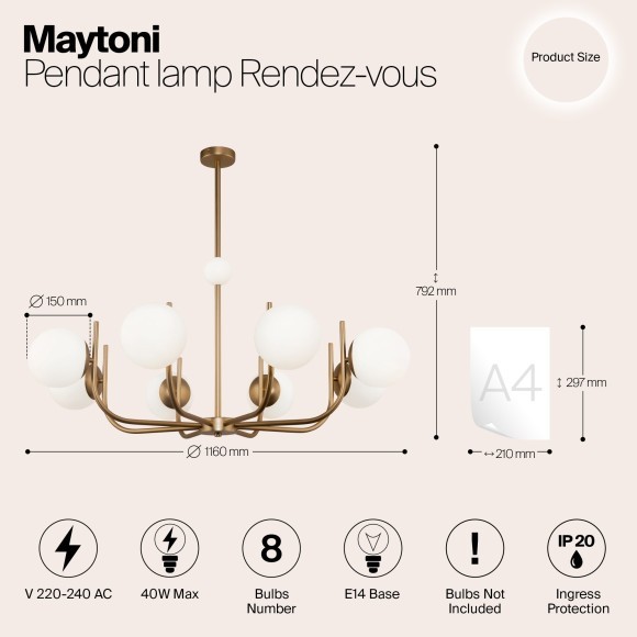 Люстра на штанге Maytoni MOD109PL-08BS Rendez-vous под лампы 8xE14 40W